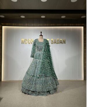SHIMMERY DEEP GREEN LEHENGA