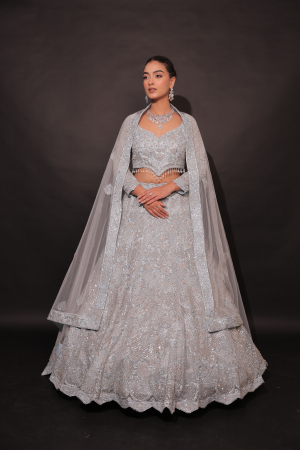 Aqua Blue Embellished Lehenga Set